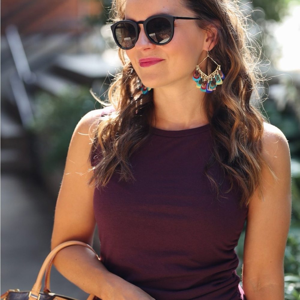 Burgundy Ribbed Ruched Mini Dress - Picture 5 of 5